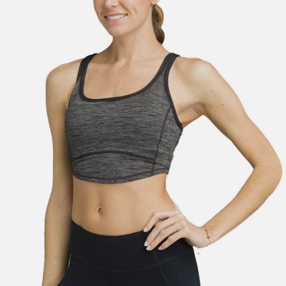 Prana Thelma Sports Bra 2-tone stretch Interior Shelf Bra Black Gray Size Medium